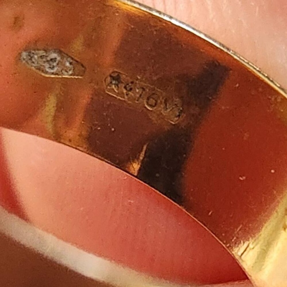 VINTAGE- 14K Solid Gold Band Ring Size 9-5.28g- Vicenza Goldsmith Italy-1970's - Picture 5 of 5